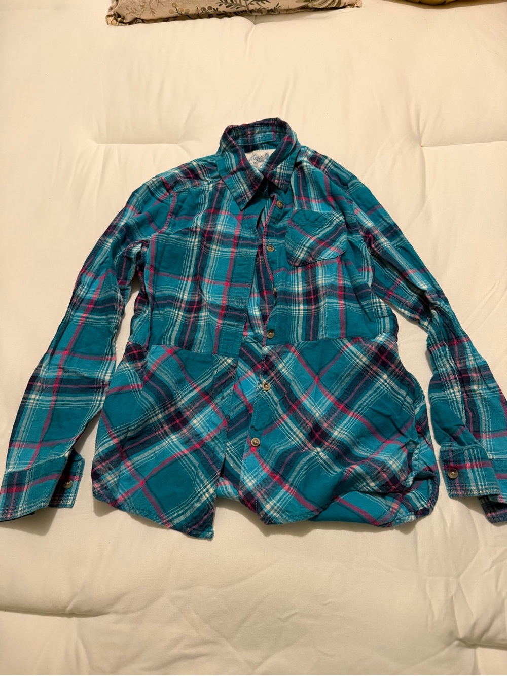 Kids Teal Plaid Button-Up Shirt - Casual Flannel